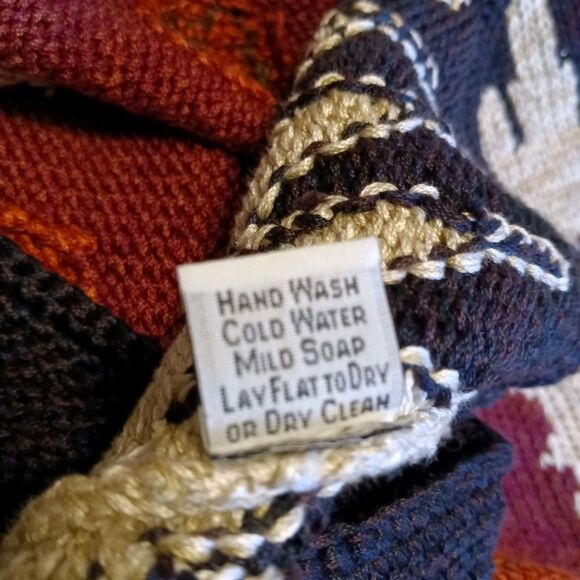 NOS VTG Peruvian Connection Poppies Art-Wear Pima Cotton Cardigan Sweater Sz Lg - Picture 10 of 10